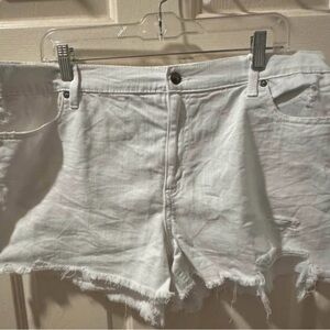 American Eagle Outfitters Frayed White Jean Shorts